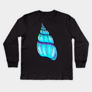 Blue Sea Shell Kids Long Sleeve T-Shirt